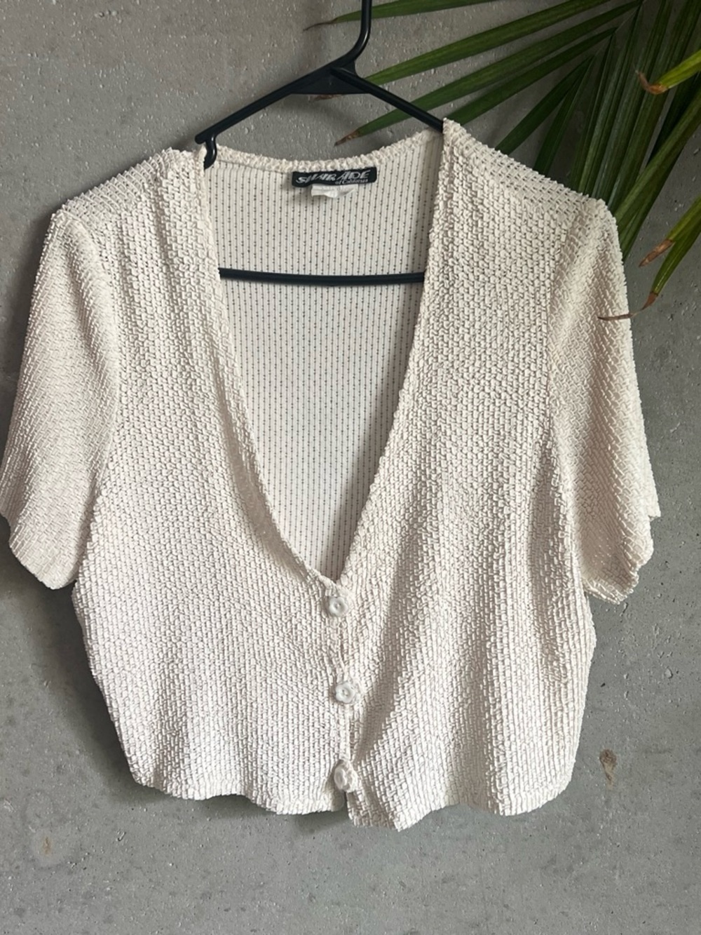 Vintage Cropped Texture Button Up